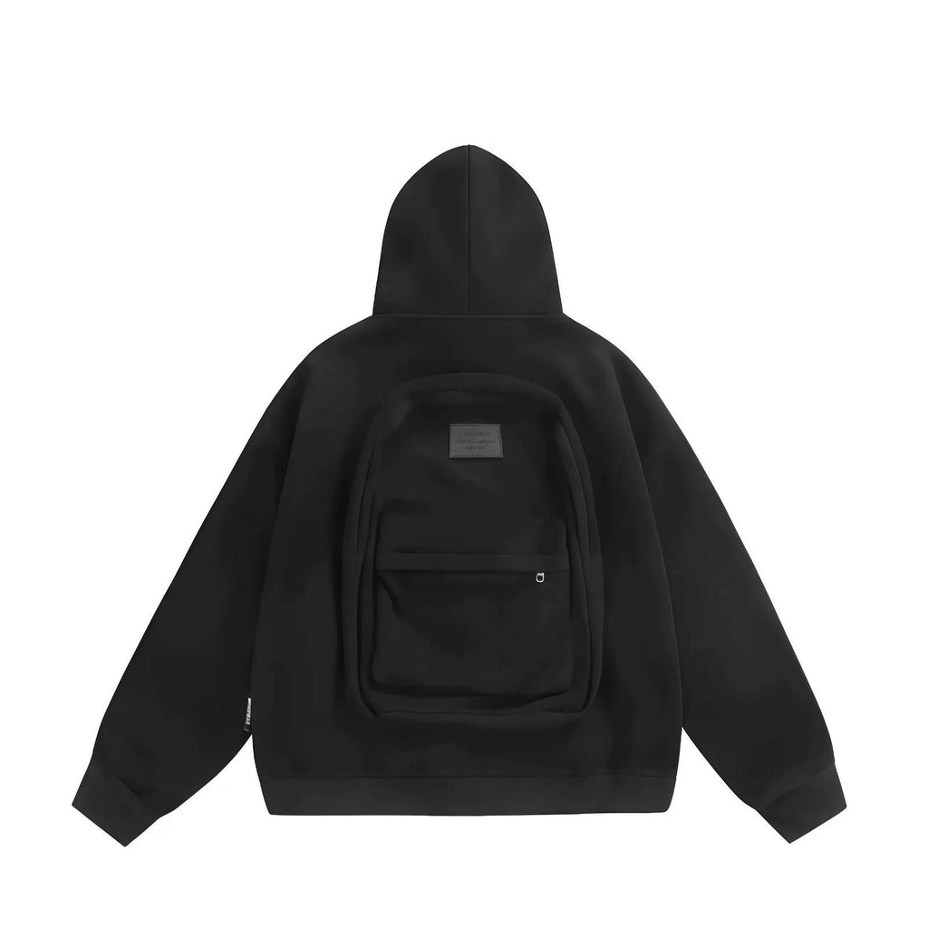 Men's Solid Custom Backpack Zip Up Hoodie